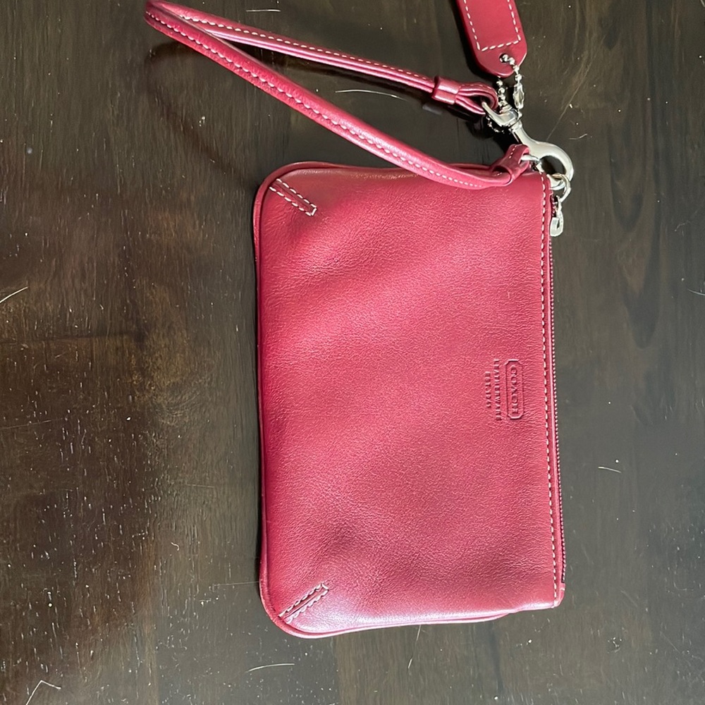 COACH Leather Corner Zip Wristlet
